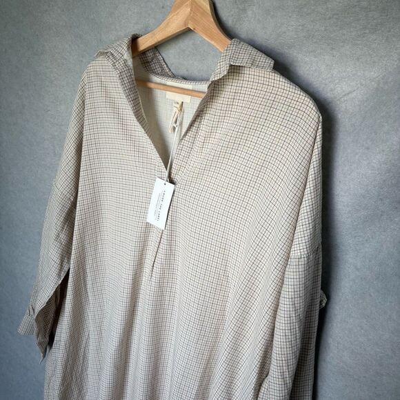 LAUDE THE LABEL Shirt Tunic Dress L/XL Checkered Organic Sustainable Lagenlook - Picture 3 of 5